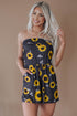 Floral Print Bandeau Romper With Pockets